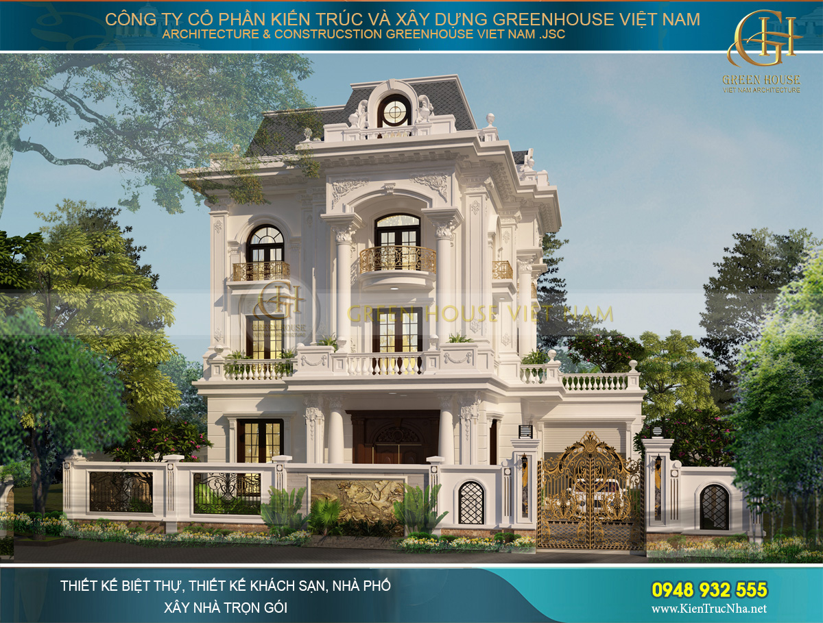 thi công biệt thự 3 tầng 400m2