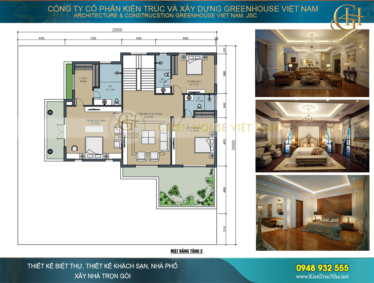 thi công biệt thự 3 tầng 400m2