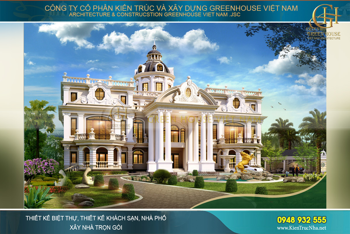 thiết kế biệt thự tân cổ điển 3 tầng tại bắc giang