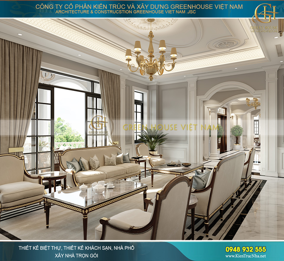 thiết kế nội thất biệt thự tân cổ điển tại Hà Nội