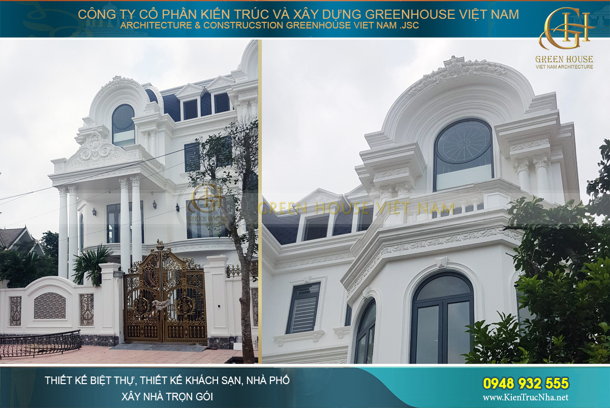 thi công thực tế biệt thự tân cổ điển 3 tầng hà nội