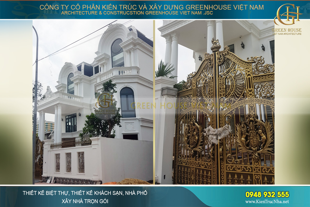 thi công thực tế biệt thự tân cổ điển 3 tầng hà nội