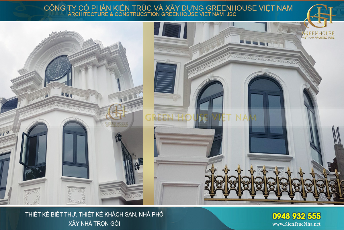 thi công thực tế biệt thự tân cổ điển 3 tầng hà nội