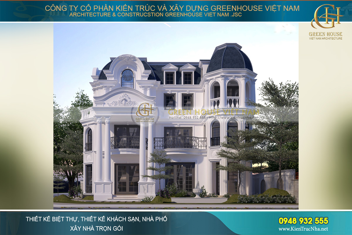 biệt thự cổ điển 3 tầng 1 tum