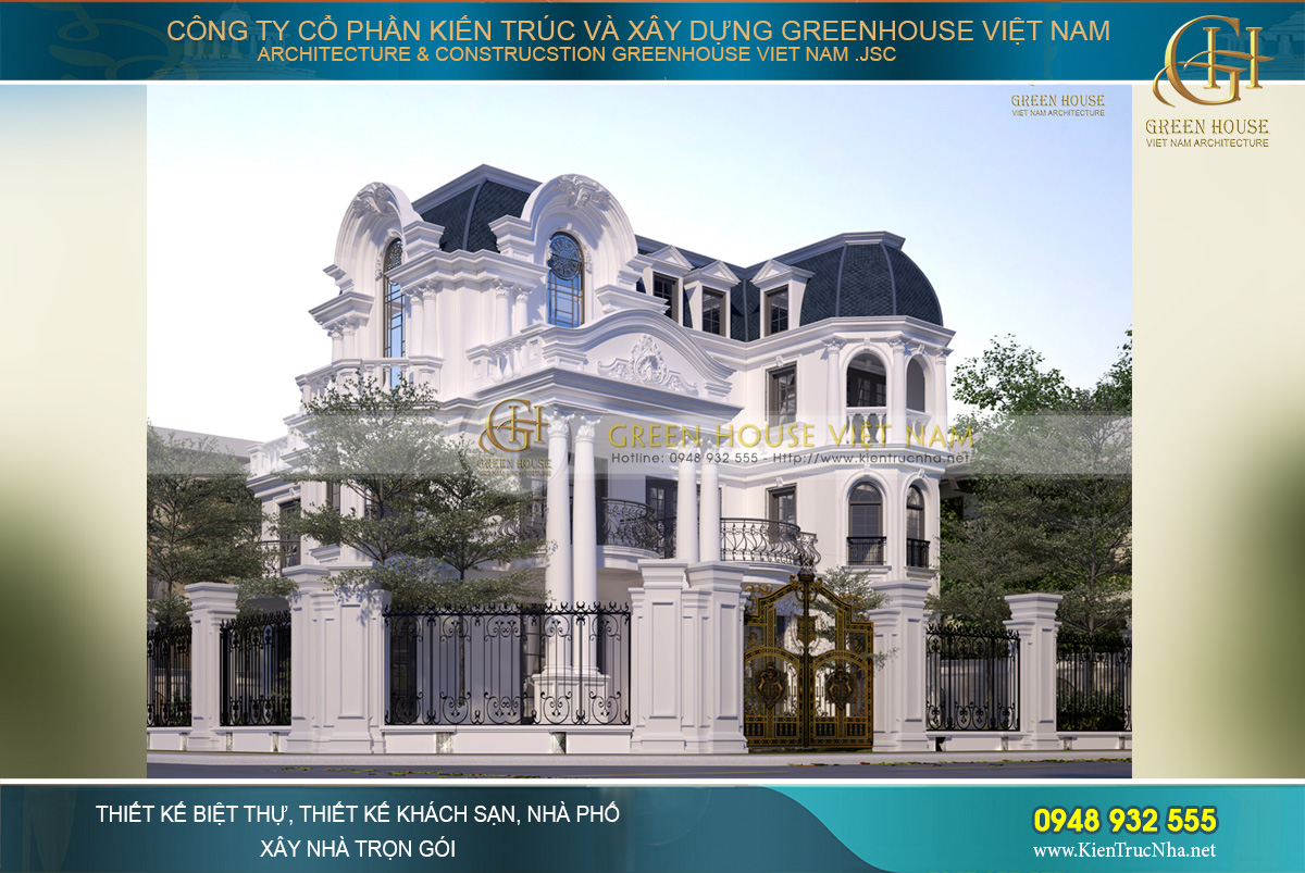 biệt thự cổ điển 3 tầng 1 tum