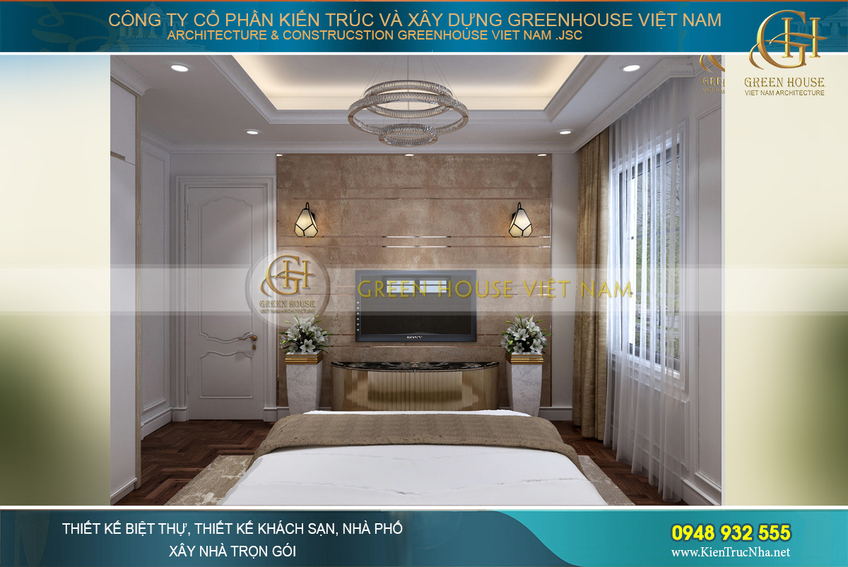 Phòng ngủ nhỏ nhưng không hề kém phần sang trọng và quý phái