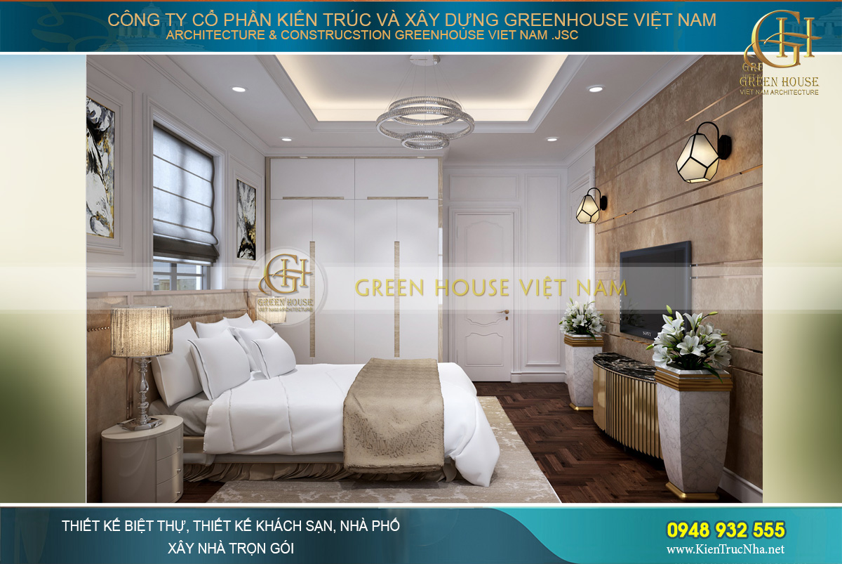 Không gian với hai màu trắng – nâu ấm áp và lịch lãm