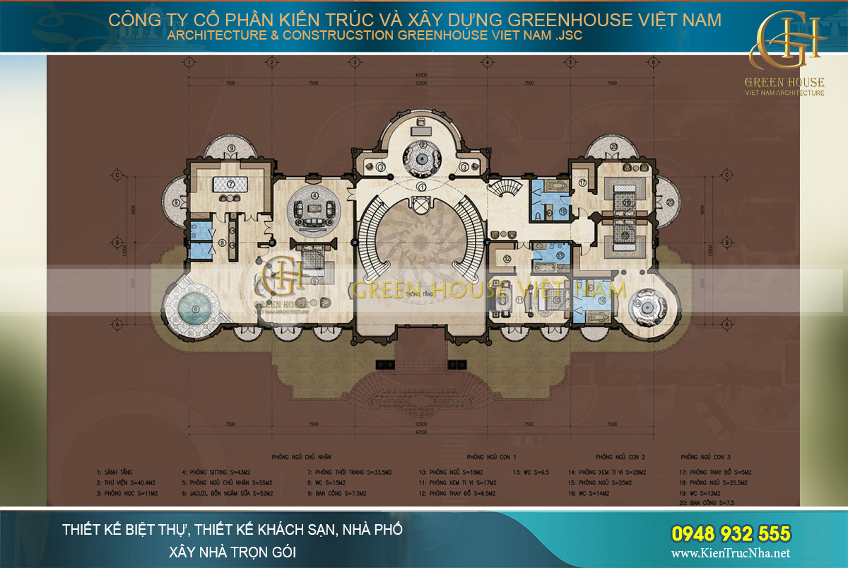 thi công trọn gói dinh thự pháp 3 tầng