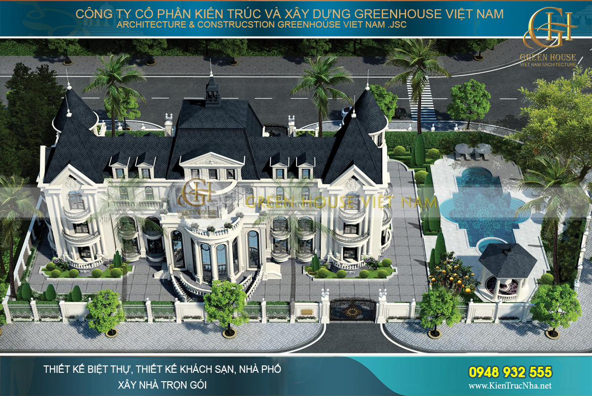thiết kế biệt thự, dinh thự tân cổ điển đẳng cấp