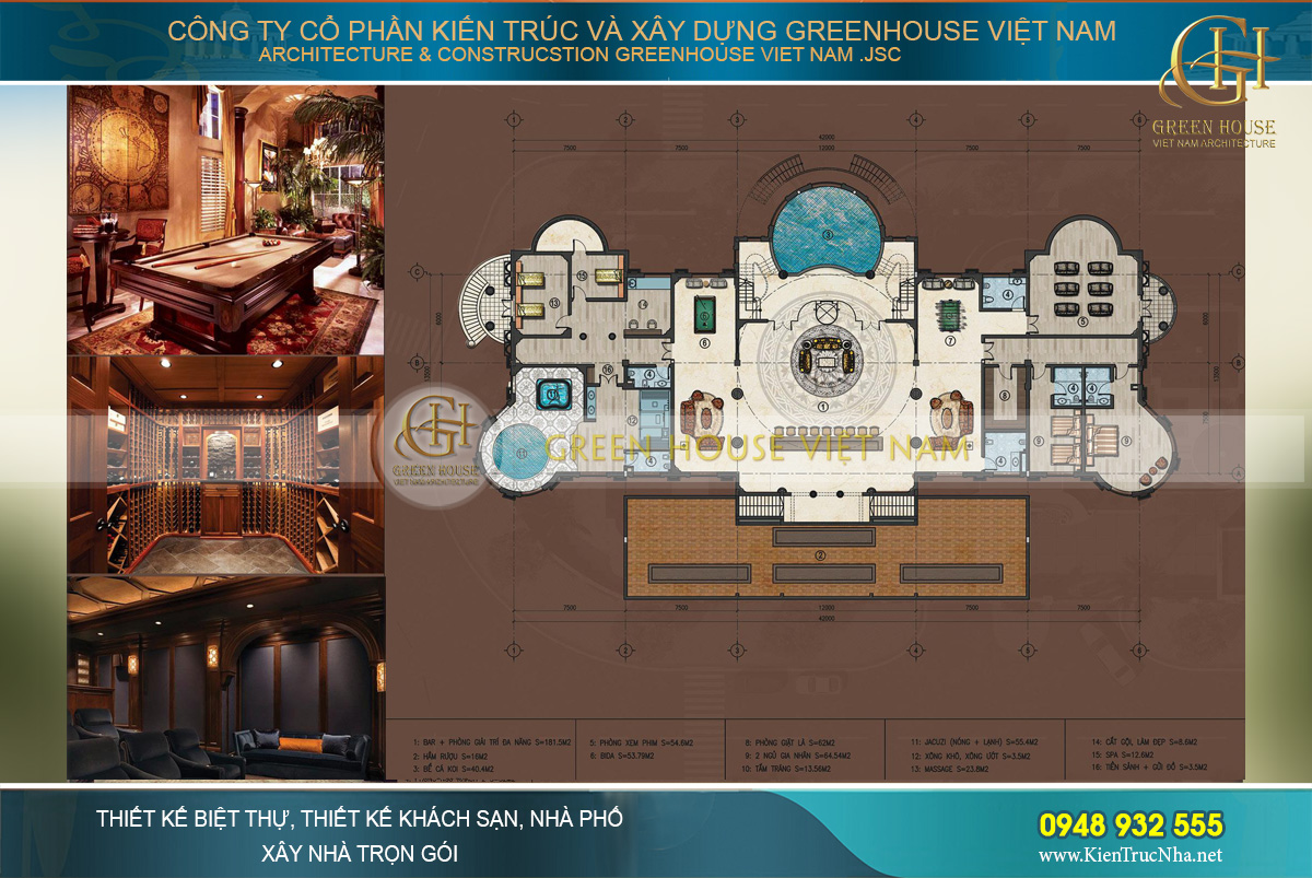 thi công trọn gói dinh thự pháp 3 tầng