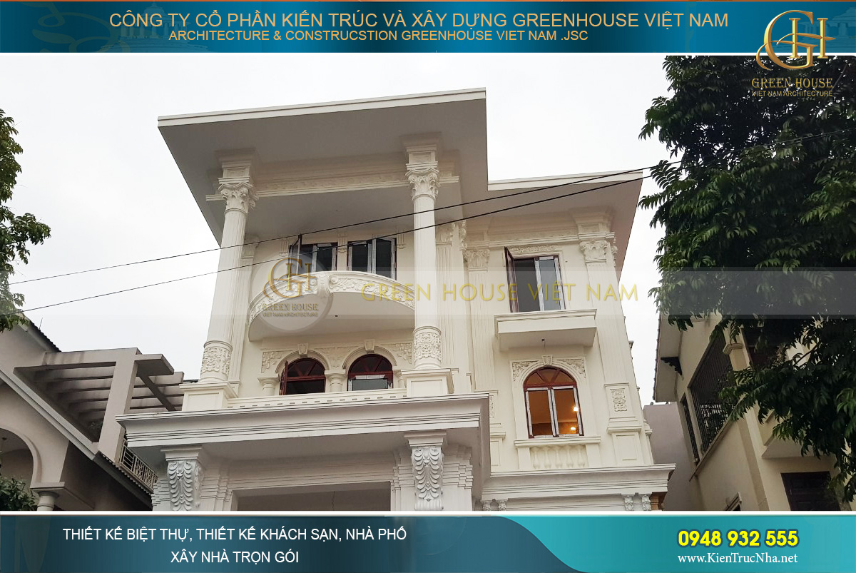 thi công biệt thự tân cổ điển 4 tầng