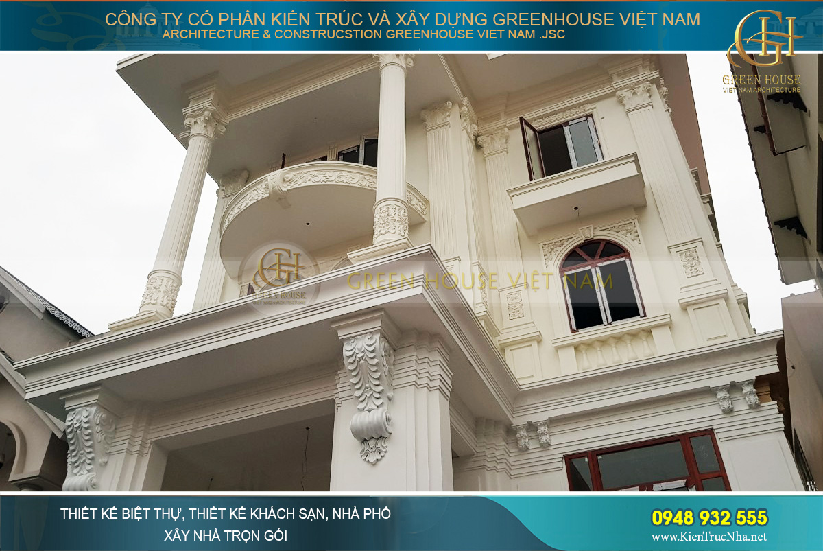 thi công biệt thự tân cổ điển 4 tầng