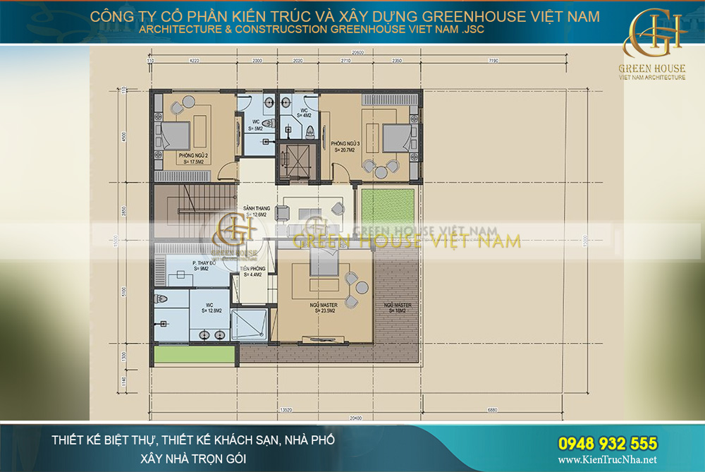 thiết kế biệt thự 4 tầng hiện đại đẹp