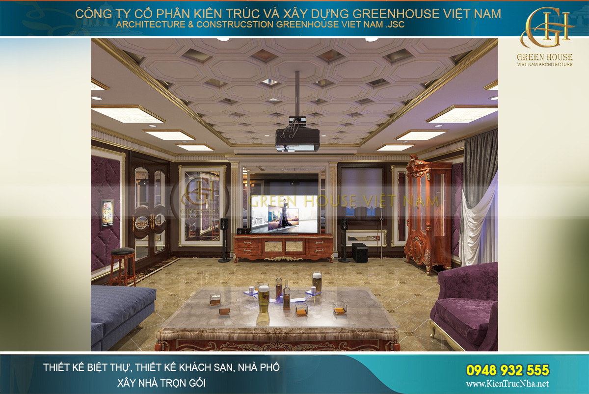 thiết kế nội thất biệt thự tân cổ điển 4 tầng bắc giang