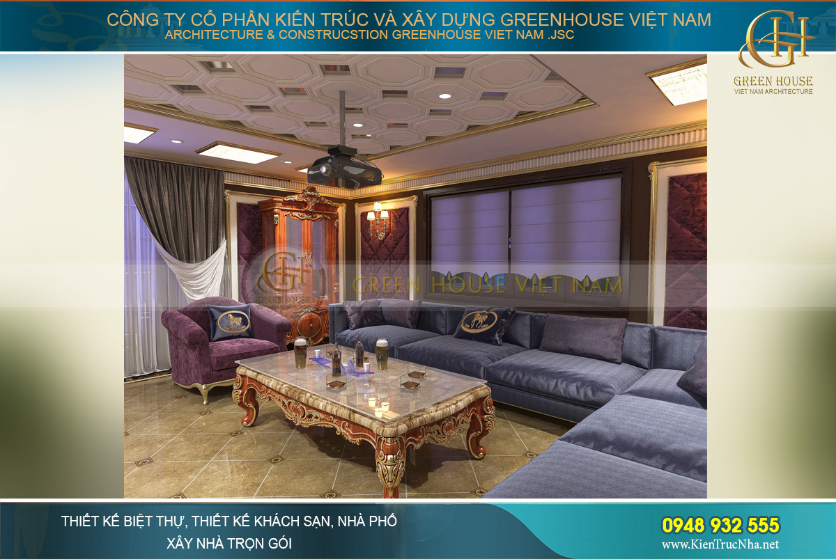 thiết kế nội thất biệt thự tân cổ điển 4 tầng bắc giang