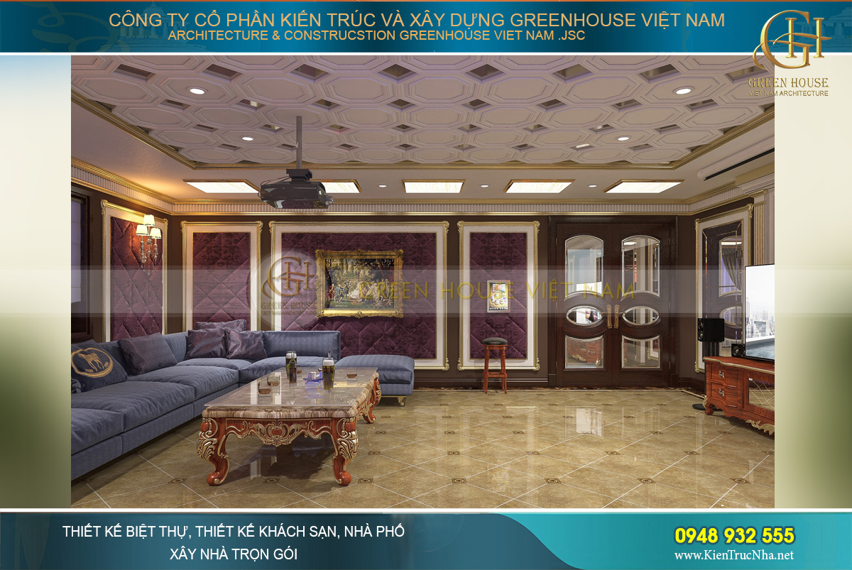 thiết kế nội thất biệt thự tân cổ điển 4 tầng bắc giang