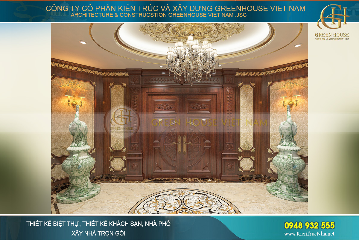 thiết kế nội thất biệt thự tân cổ điển 4 tầng bắc giang