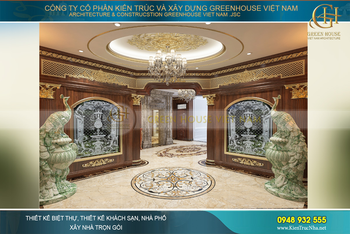 thiết kế nội thất biệt thự tân cổ điển 4 tầng bắc giang