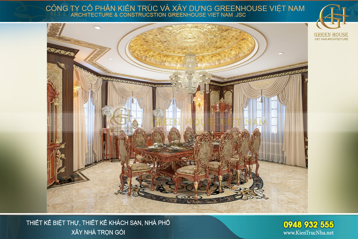 thiết kế nội thất biệt thự tân cổ điển 4 tầng bắc giang