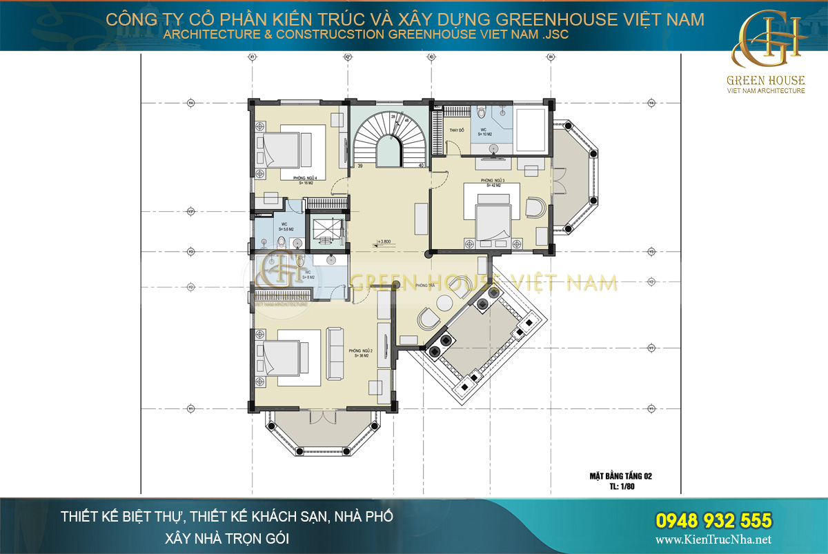 thiết kế nội thất biệt thự tân cổ điển 4 tầng bắc giang