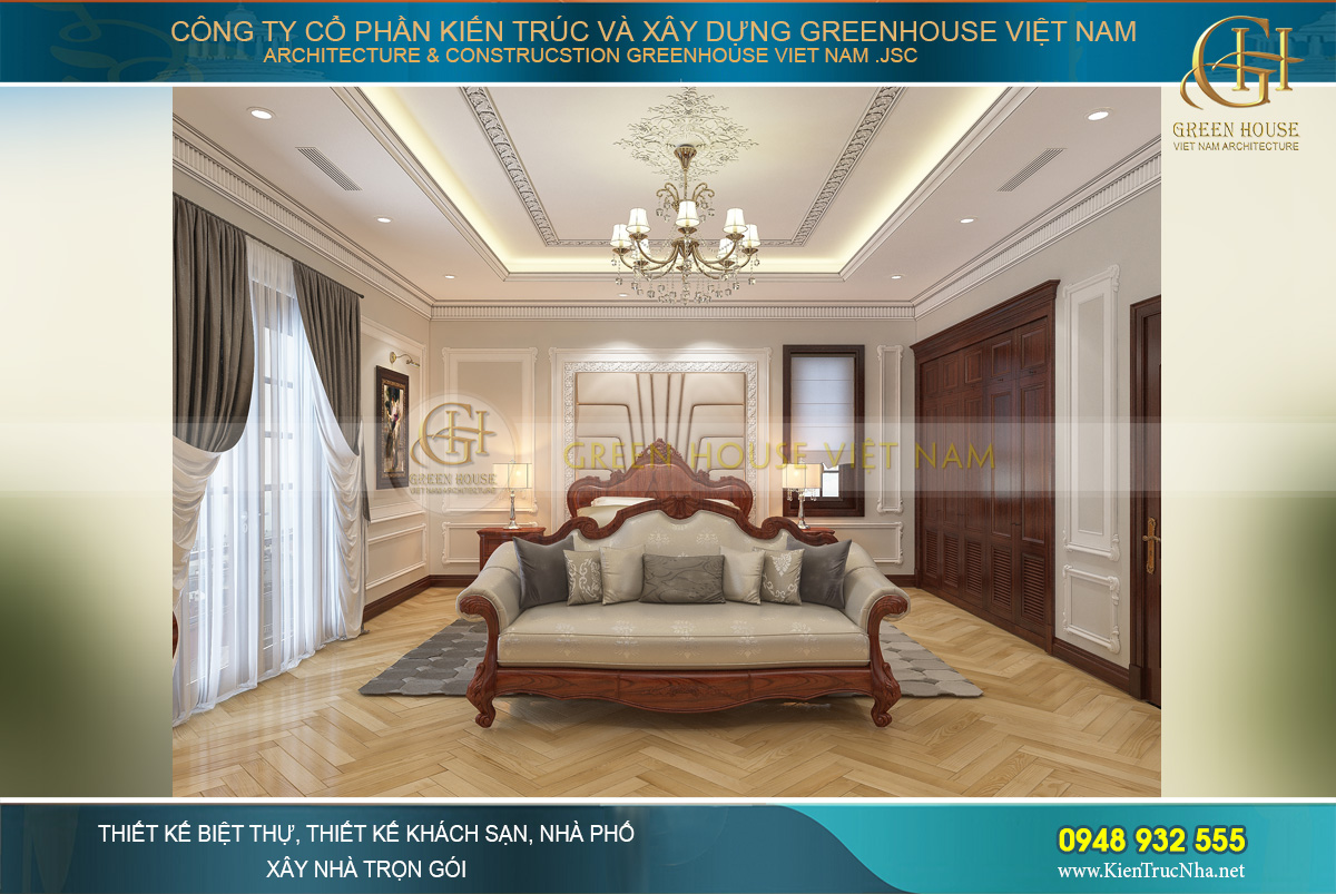 thiết kế nội thất biệt thự tân cổ điển 4 tầng bắc giang