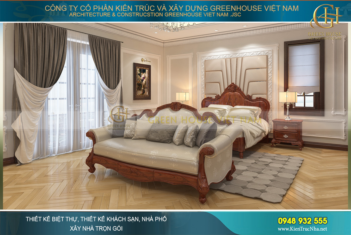 thiết kế nội thất biệt thự tân cổ điển 4 tầng bắc giang