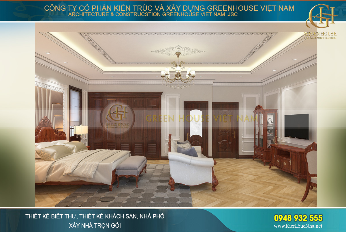 thiết kế nội thất biệt thự tân cổ điển 4 tầng bắc giang