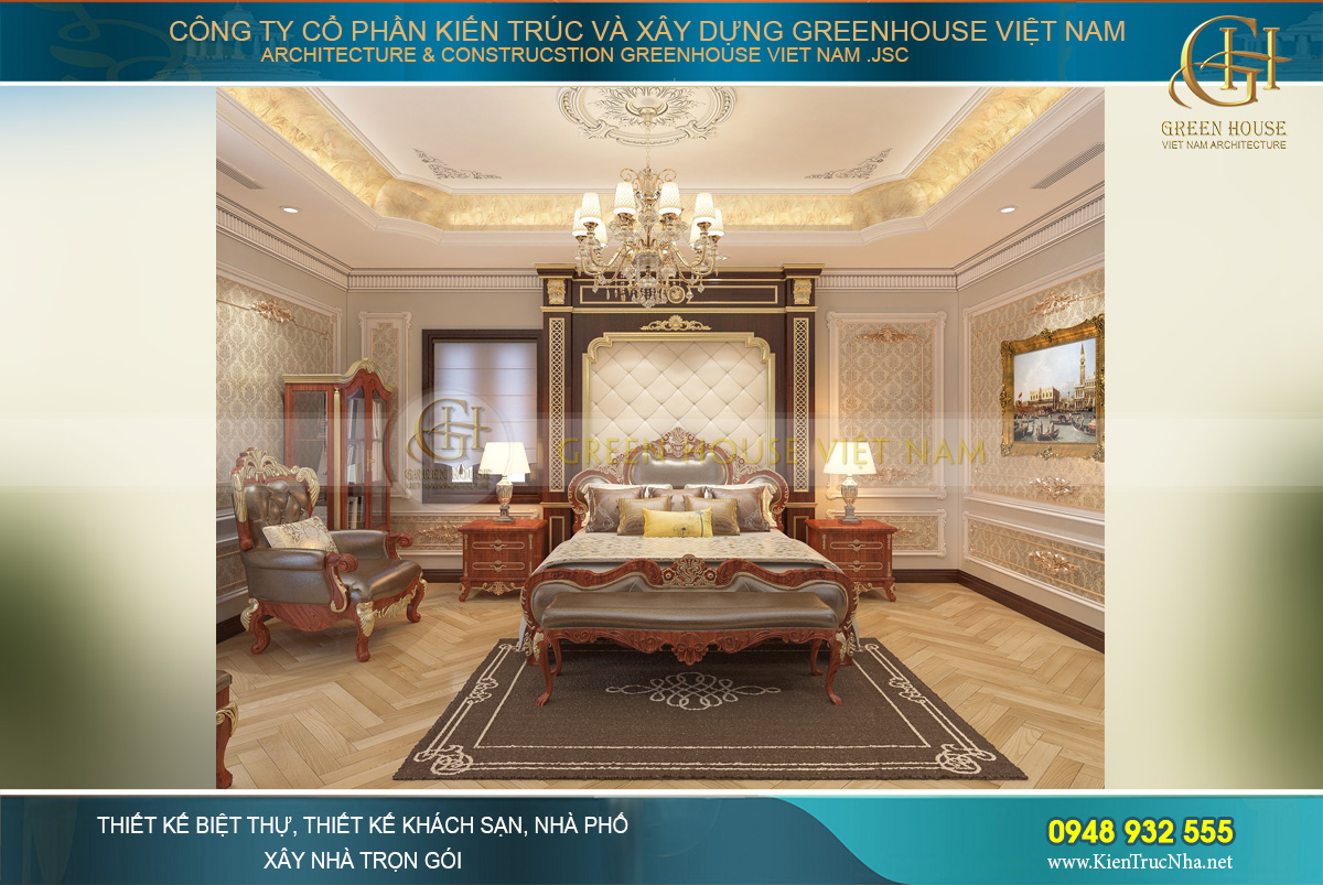thiết kế nội thất biệt thự tân cổ điển 4 tầng bắc giang
