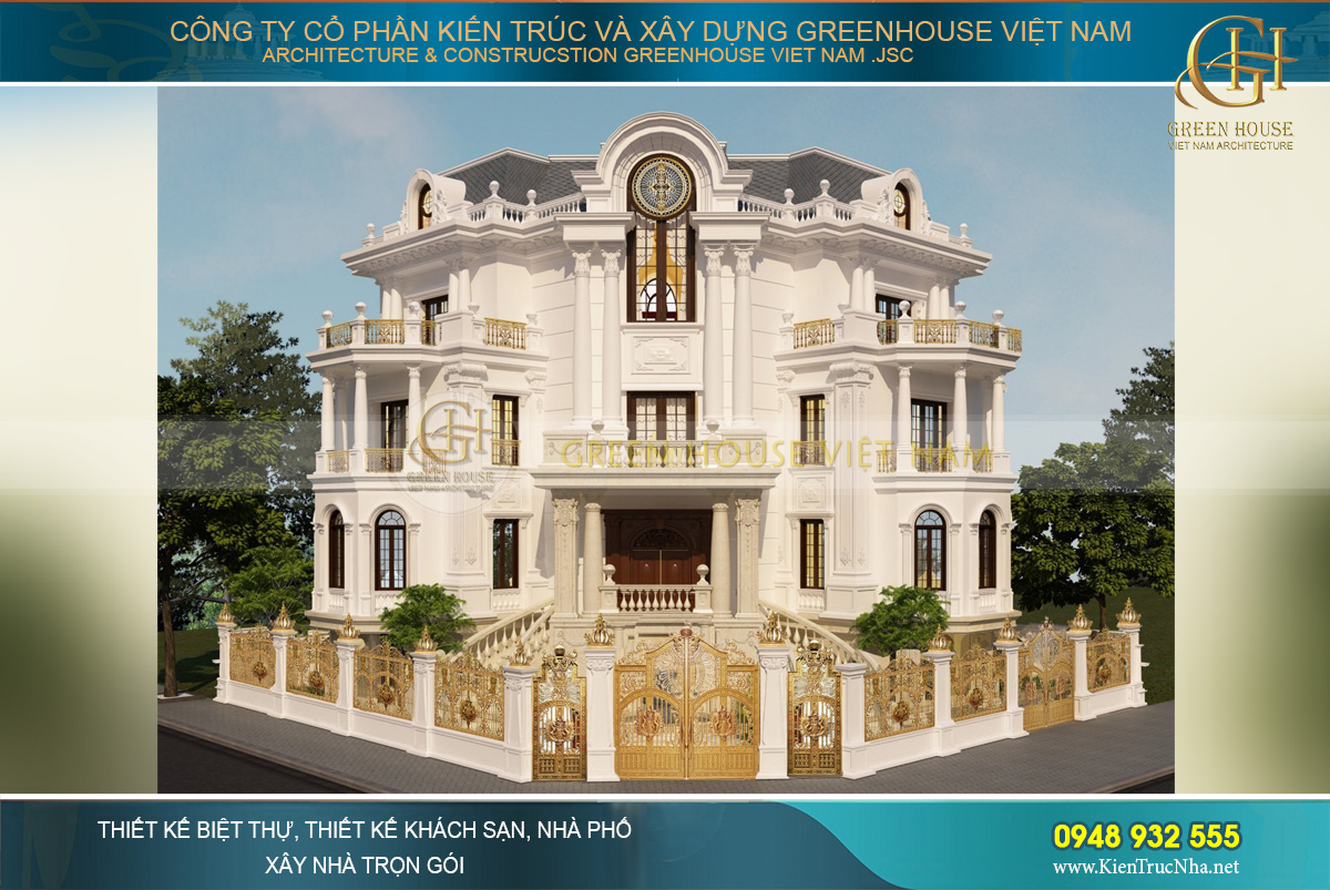 thi công trọn gói biệt thự cổ điển 4 tầng bắc giang