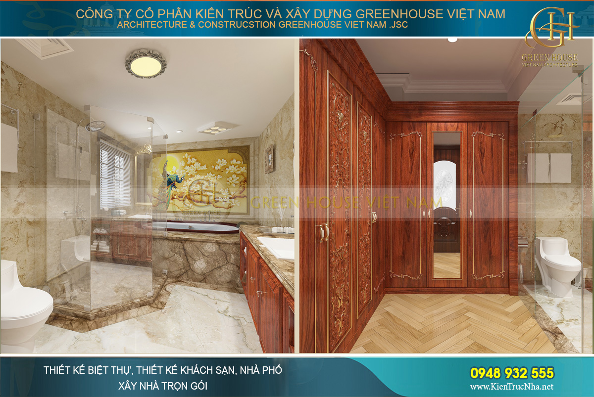 thiết kế nội thất biệt thự tân cổ điển 4 tầng bắc giang