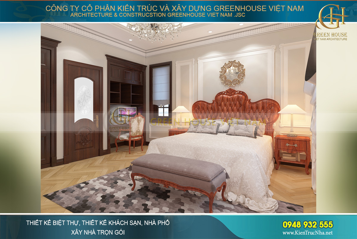 thiết kế nội thất biệt thự tân cổ điển 4 tầng bắc giang