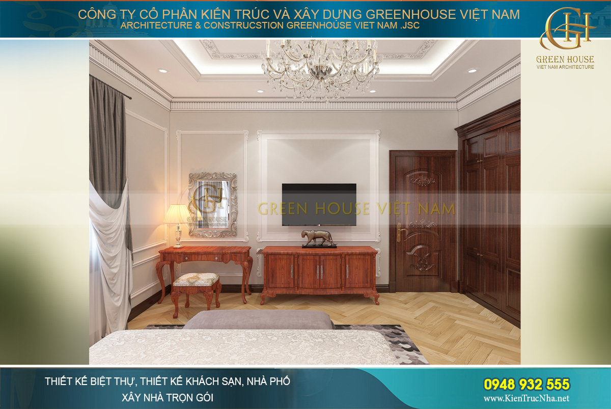 thiết kế nội thất biệt thự tân cổ điển 4 tầng bắc giang
