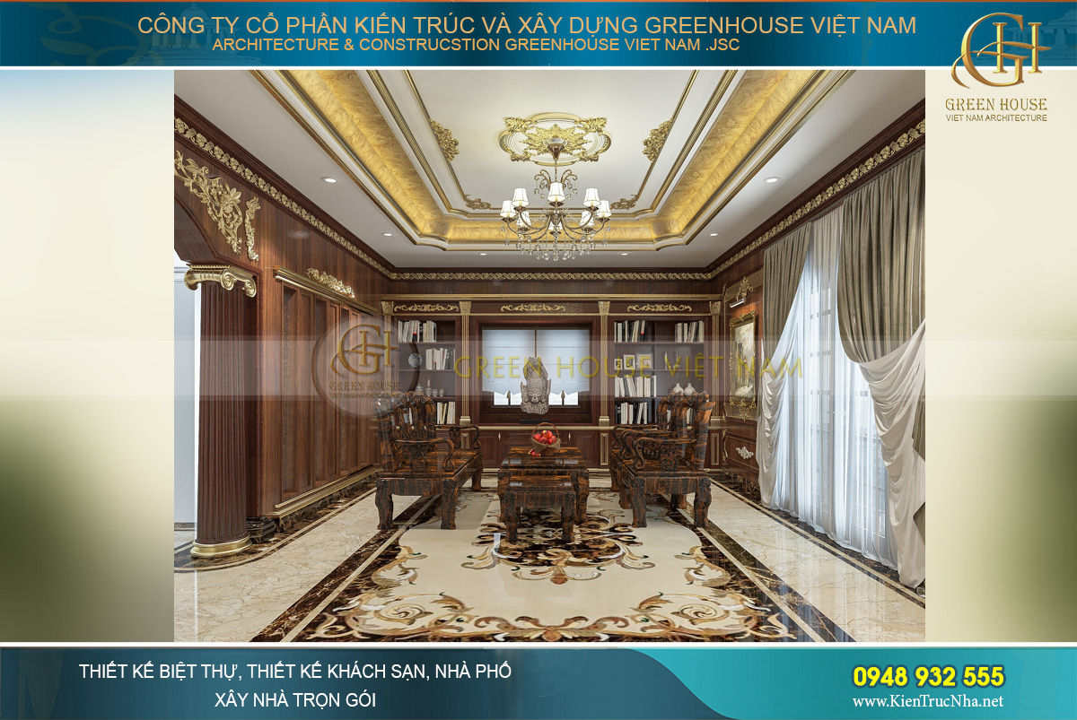 thiết kế nội thất biệt thự tân cổ điển 4 tầng bắc giang