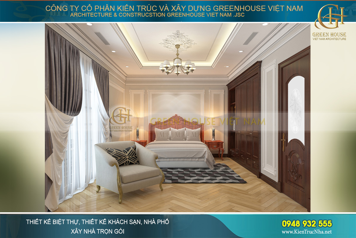 thiết kế nội thất biệt thự tân cổ điển 4 tầng bắc giang