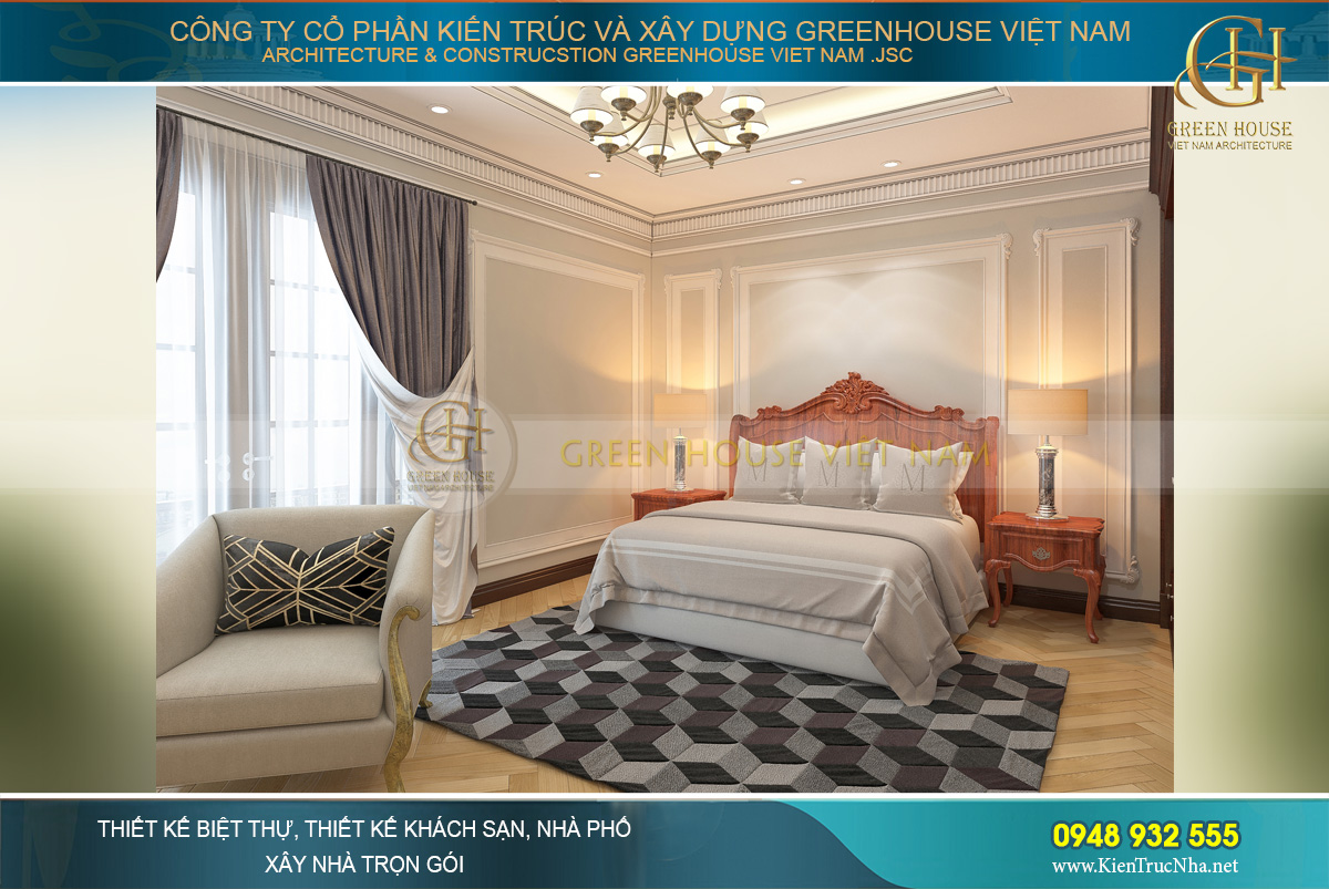 thiết kế nội thất biệt thự tân cổ điển 4 tầng bắc giang