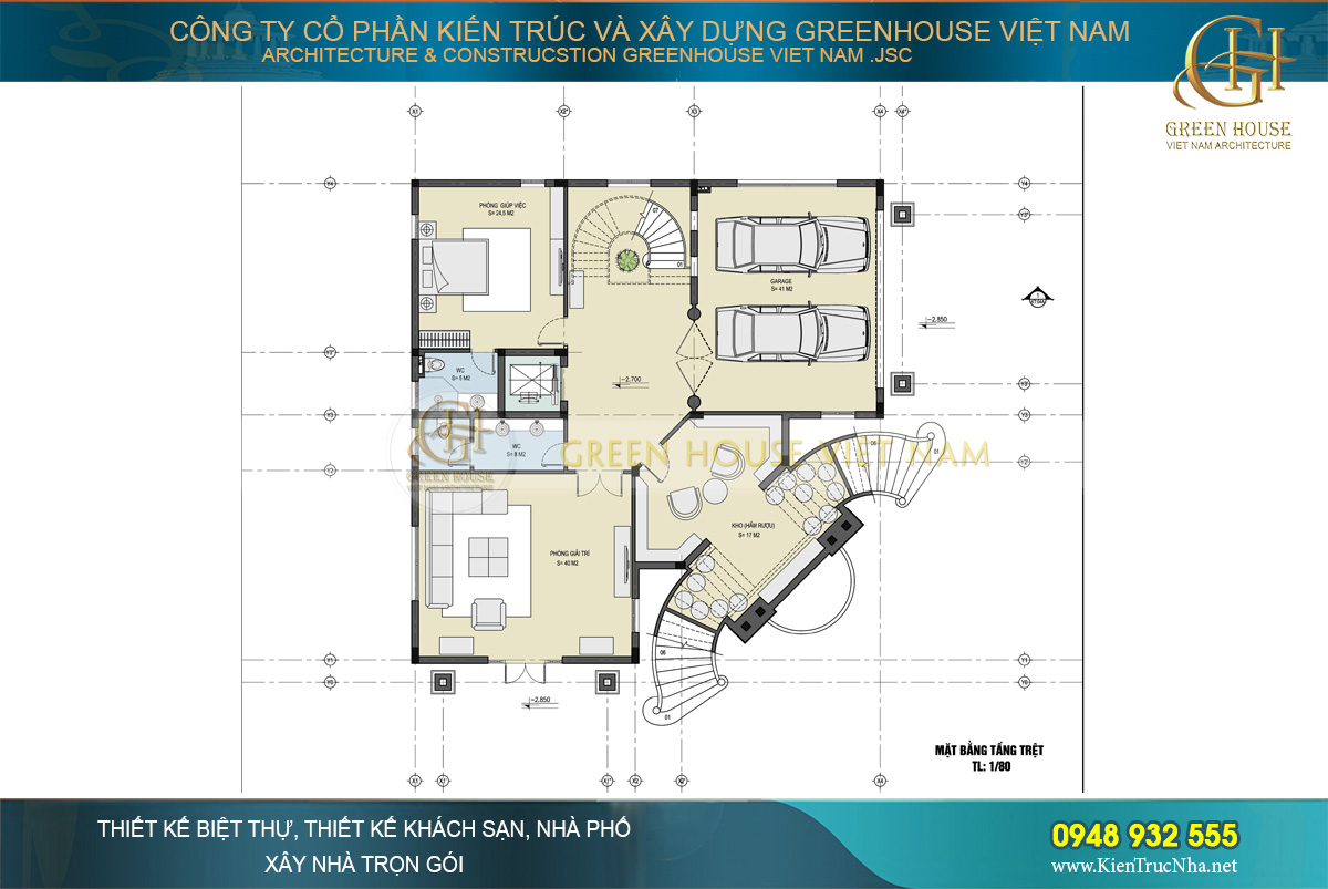 thiết kế nội thất biệt thự tân cổ điển 4 tầng bắc giang