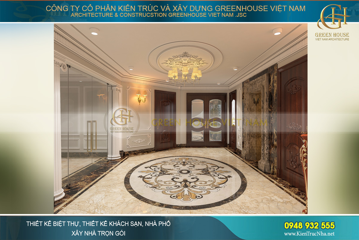 thiết kế nội thất biệt thự tân cổ điển 4 tầng bắc giang