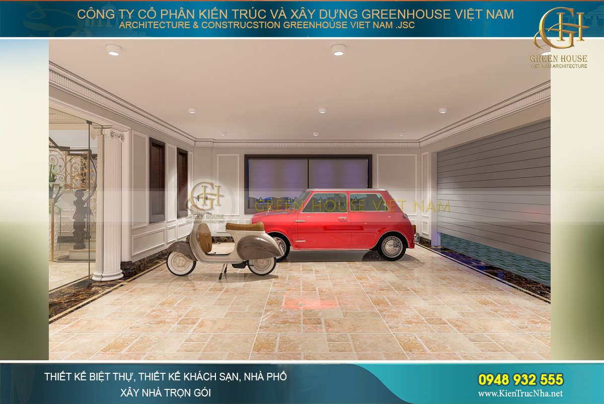 thiết kế nội thất biệt thự tân cổ điển 4 tầng bắc giang