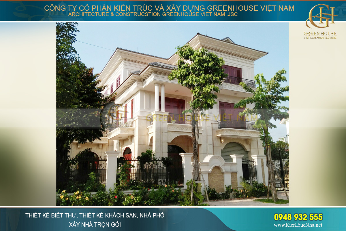 thực tế thi công biệt thự tân cổ điển 3 tầng