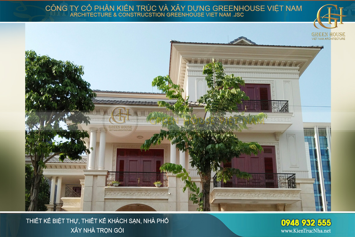 thực tế thi công biệt thự tân cổ điển 3 tầng
