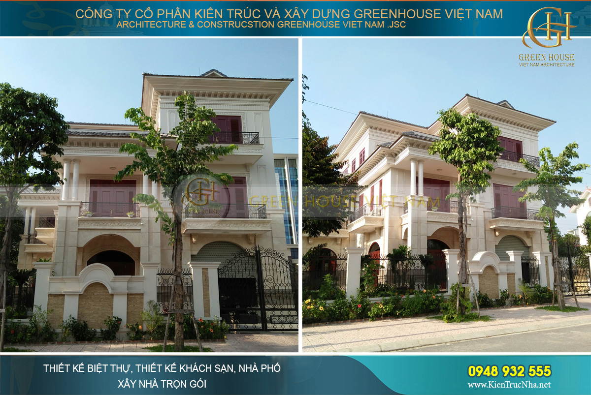 thực tế thi công biệt thự tân cổ điển 3 tầng