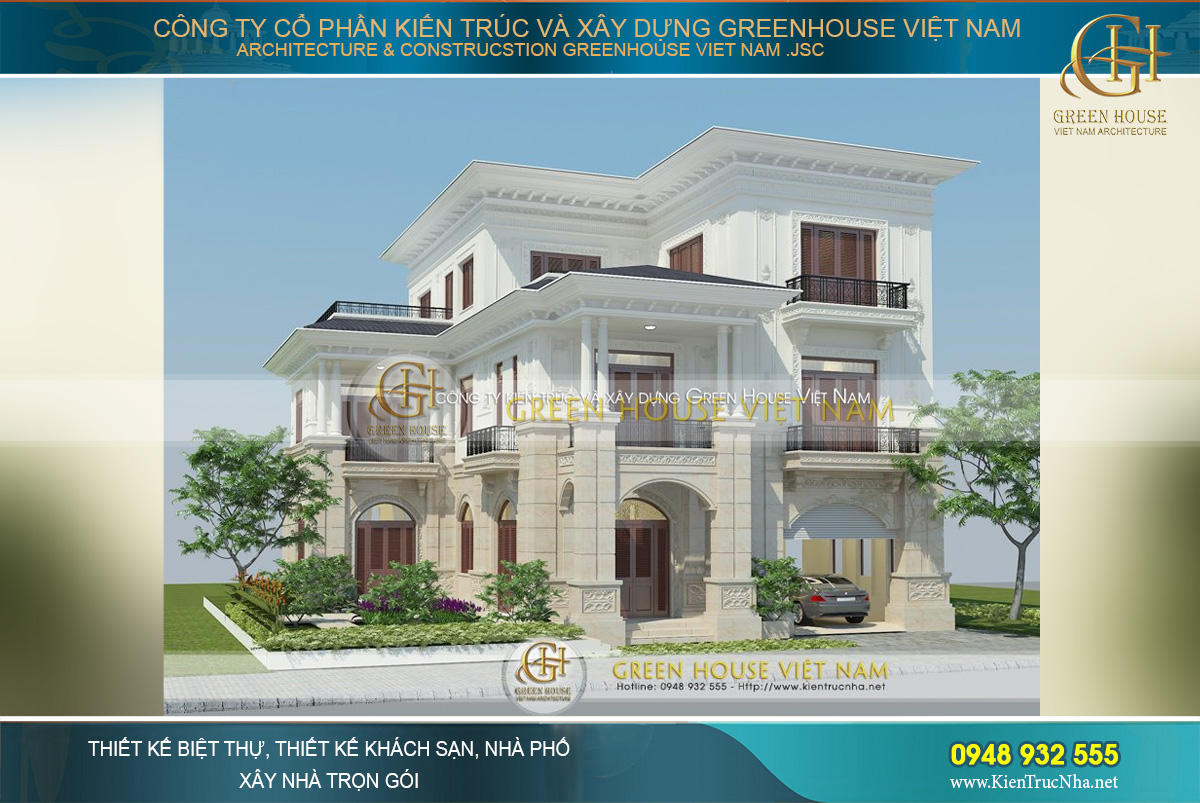 thiết kế biệt thự tân cổ điển 3 tầng Bắc Giang