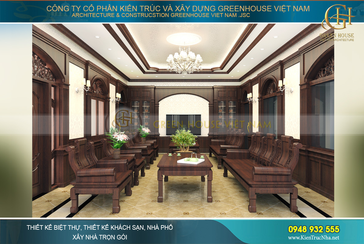 biệt thự tân cổ điển mái bằng 3 tầng