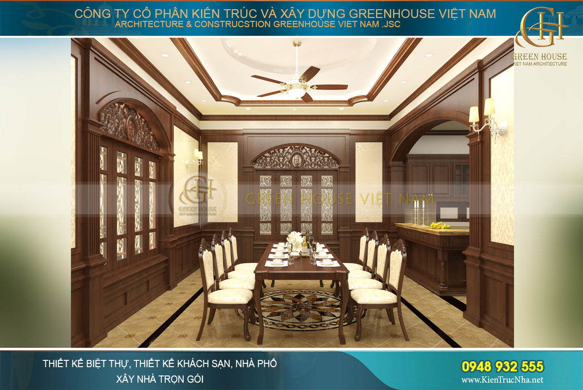 biệt thự tân cổ điển mái bằng 3 tầng