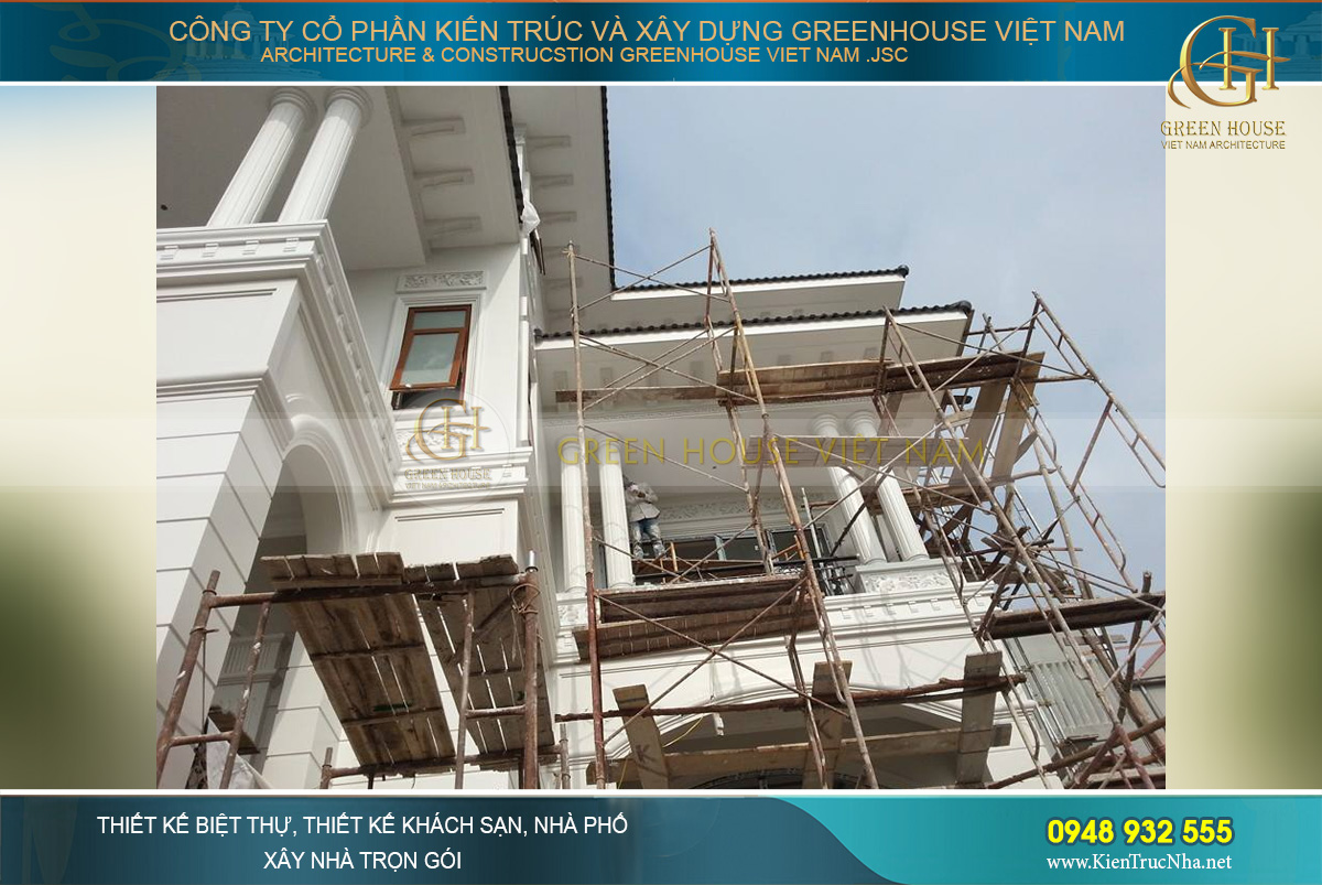 thi công trọn gói biệt thự tân cổ điển 4 tầng