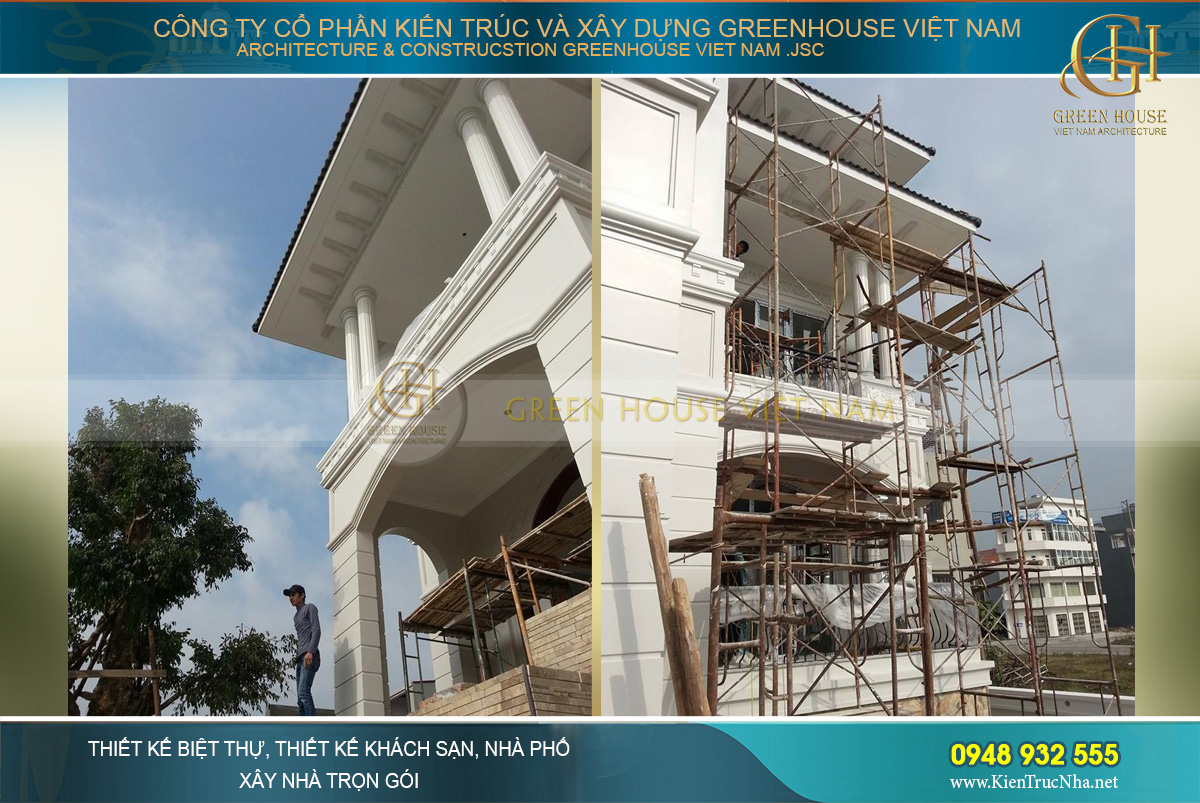 thi công trọn gói biệt thự tân cổ điển 4 tầng