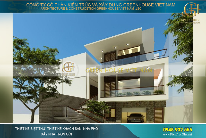 biệt thự hiện đại 3 tầng mặt tiền 10m