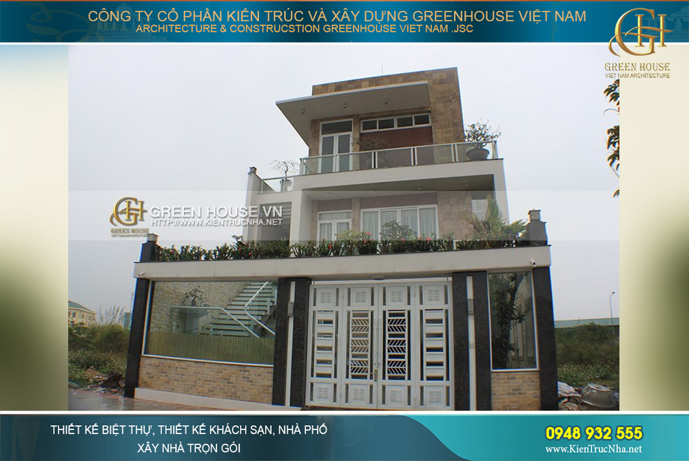 biệt thự hiện đại 3 tầng mặt tiền 10m