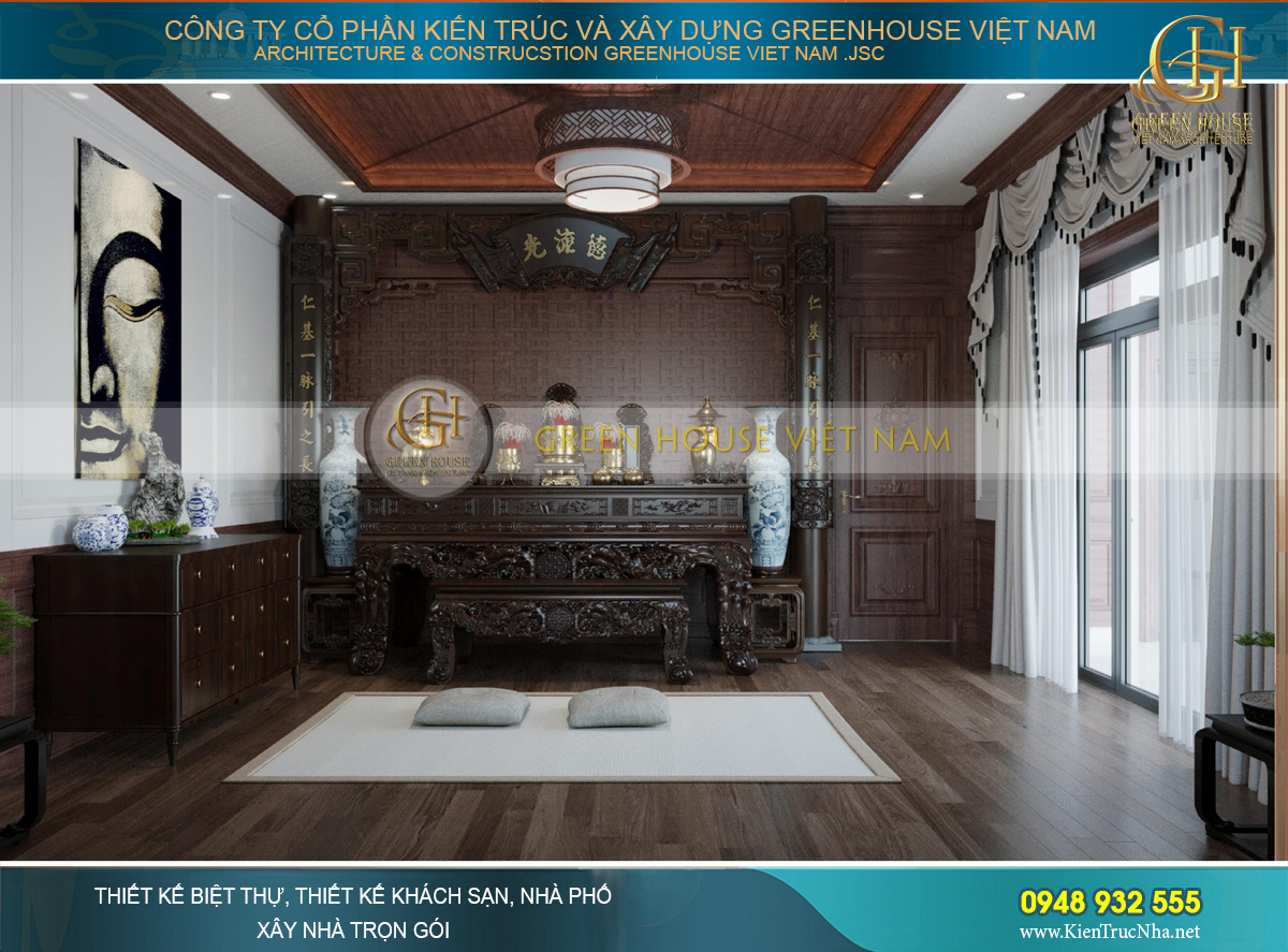 Phòng thờ gia tiên mang đậm vẻ đẹp truyền thống nhưng vẫn thời thượng