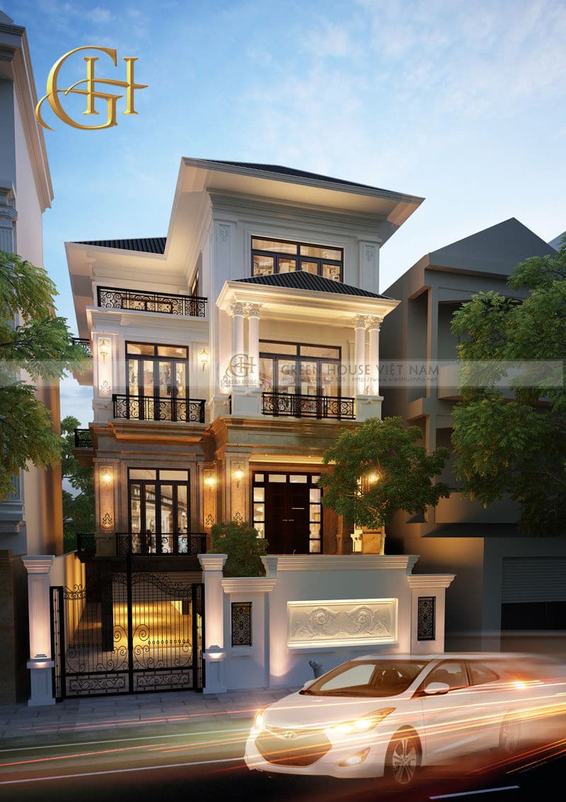 Mẫu thiết kế biệt thự 3 tầng tân cổ điển sang trọng, thu hút- Green House Việt Nam